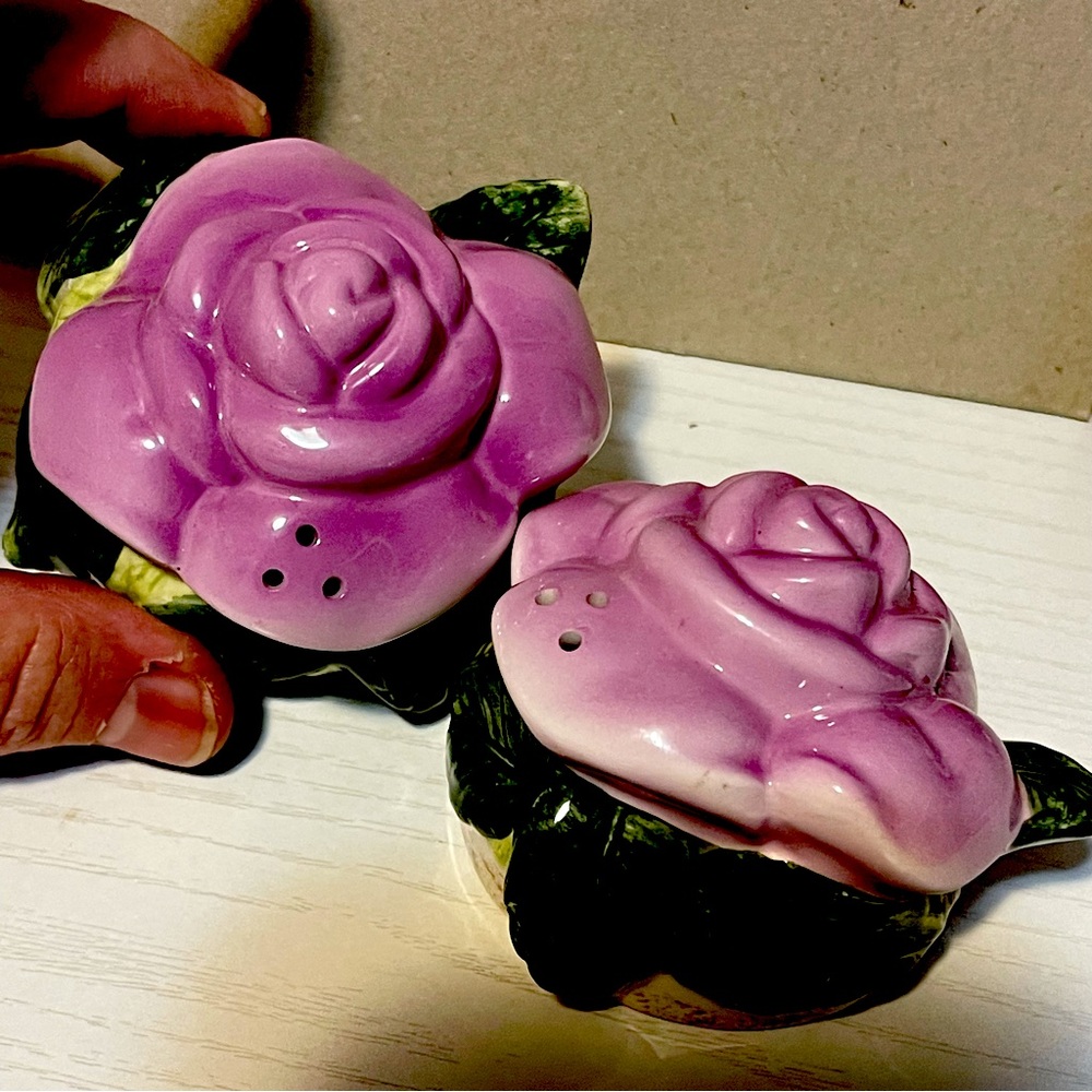 Purple Rose Salt & Pepper Shakers
